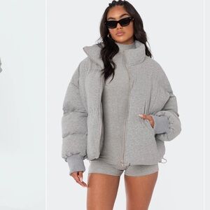 Edikted Women's Light Gray Puffer Jacket